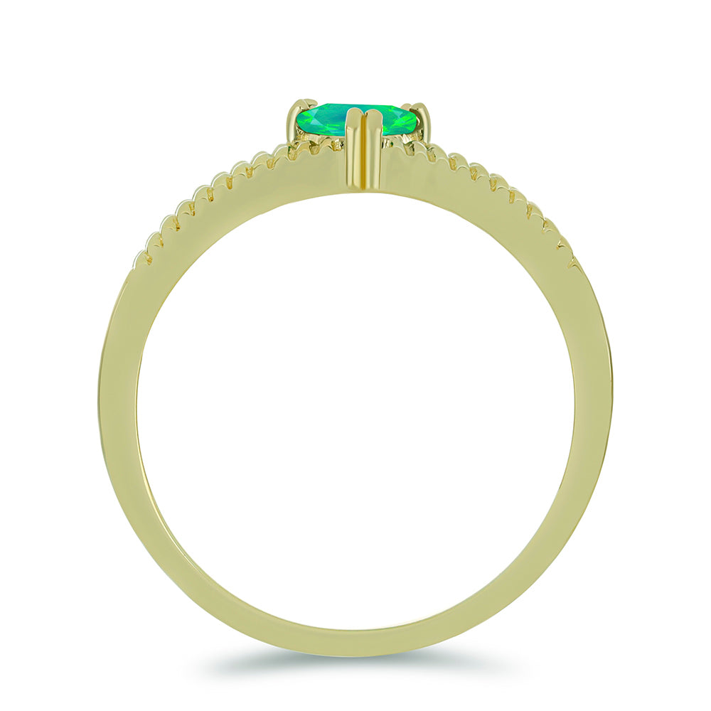 Pozlátený Strieborný Prsteň s so Zeleným Etiópskym Opálom z Lega Dembi