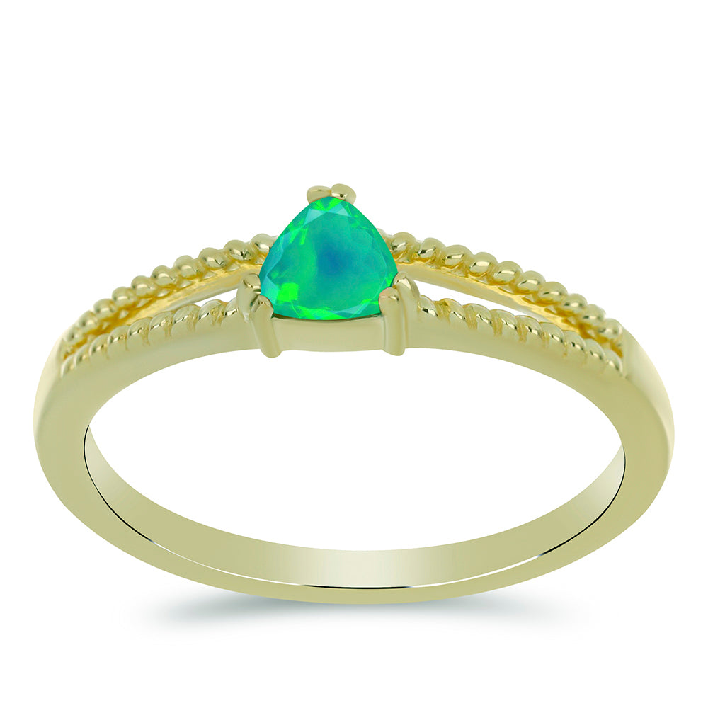 Pozlátený Strieborný Prsteň s so Zeleným Etiópskym Opálom z Lega Dembi 3 