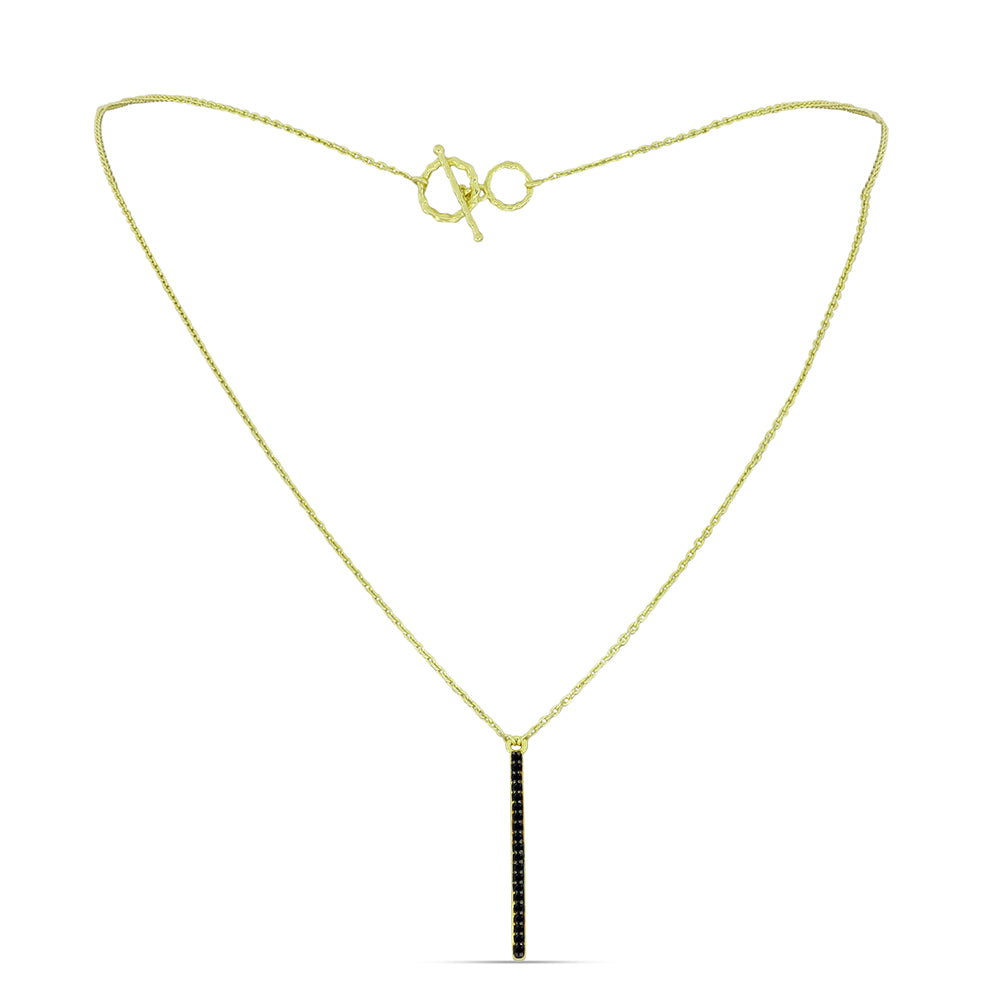 Pozlátený Strieborný Náhrdelník s Čiernym Spinelom