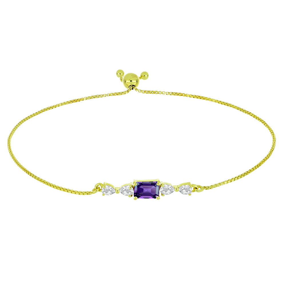Pozlátený Strieborný Náramok s Marockým Ametystom a Bielym Topásom 1 