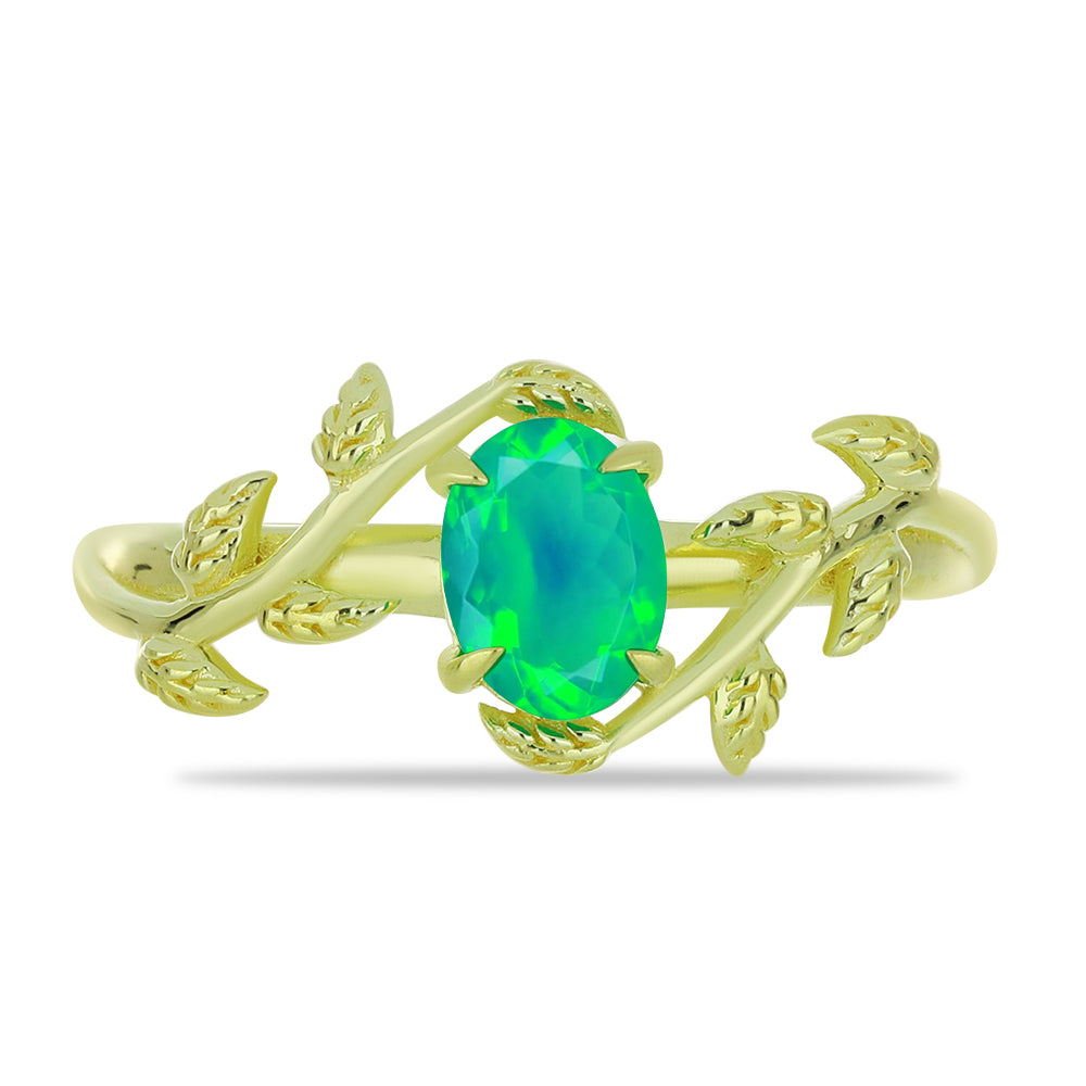 Pozlátený Strieborný Prsteň s so Zeleným Etiópskym Opálom z Lega Dembi