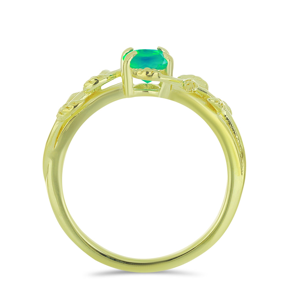 Pozlátený Strieborný Prsteň s so Zeleným Etiópskym Opálom z Lega Dembi