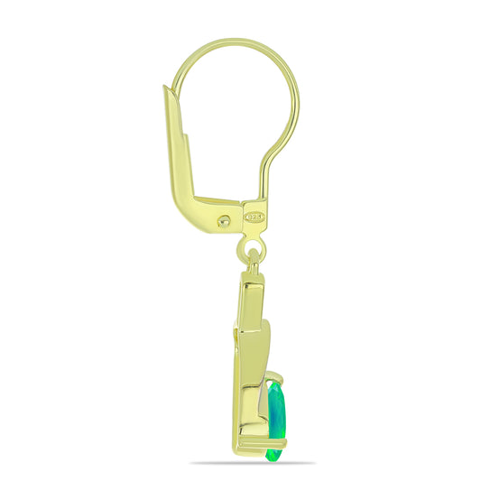 Pozlátené Strieborné Náušnice s so Zeleným Etiópskym Opálom z Lega Dembi a Bielym Topásom