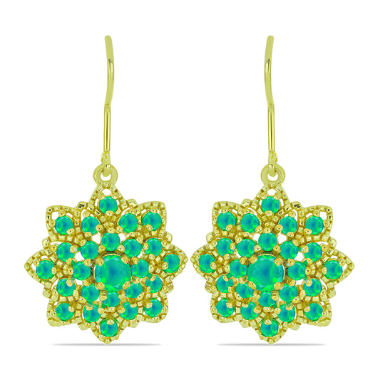 Pozlátené Strieborné Náušnice s so Zeleným Etiópskym Opálom z Lega Dembi