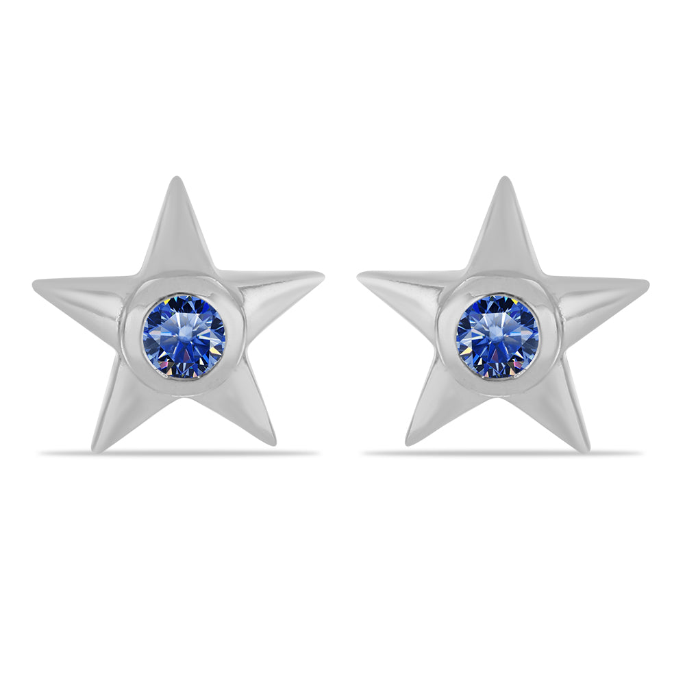 Strieborné Náušnice s Certifikovaný Kráľovským modrým moissanitom pestovaný v laboratóriu