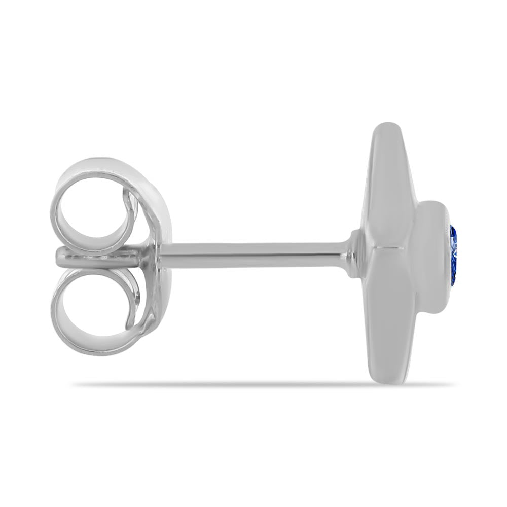 Strieborné Náušnice s Certifikovaný Kráľovským modrým moissanitom pestovaný v laboratóriu 2 