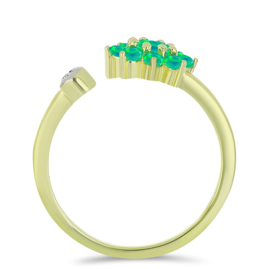 Pozlátený Strieborný Prsteň s so Zeleným Etiópskym Opálom z Lega Dembi a Bielym Topásom