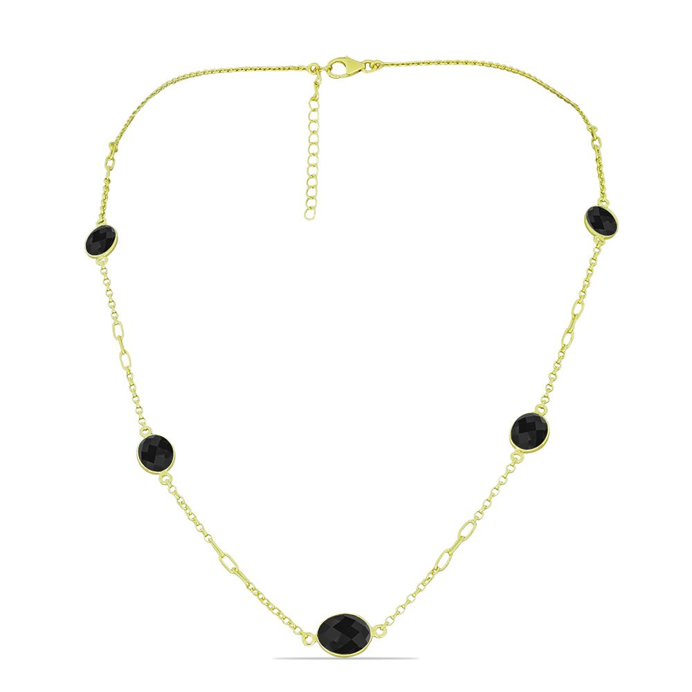 Pozlátený Strieborný Náhrdelník s Čiernym Spinelom 1 