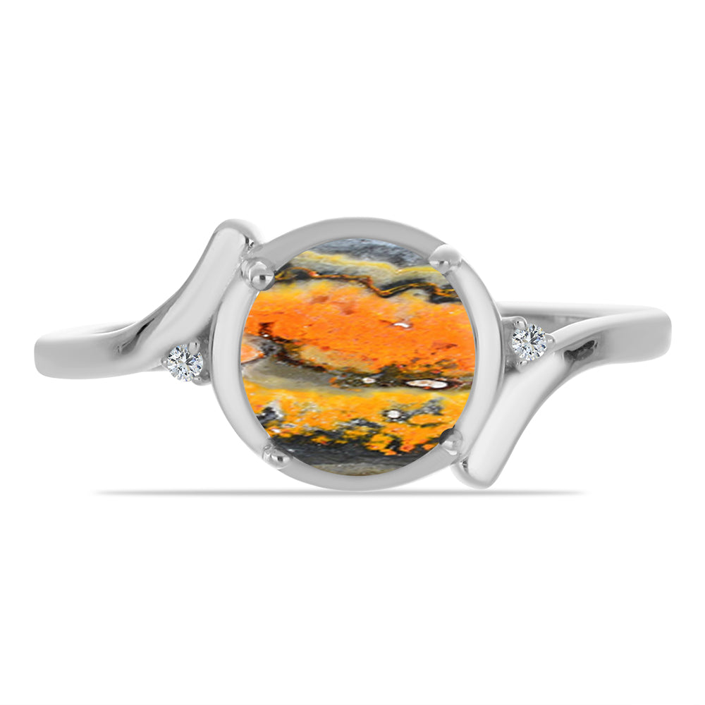 Strieborný Prsteň s Bumble Bee Jaspisom a Bielym Topásom 1 