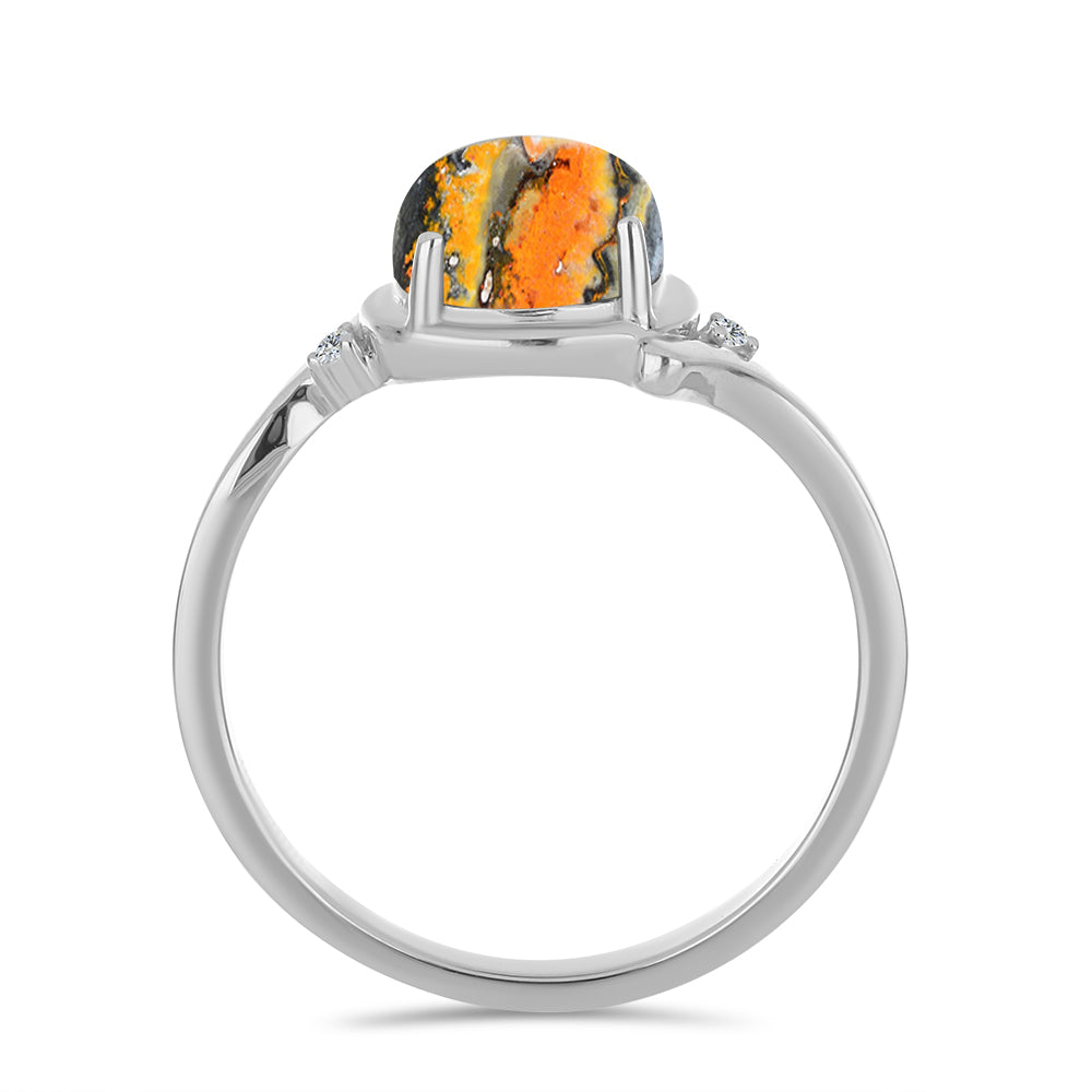 Strieborný Prsteň s Bumble Bee Jaspisom a Bielym Topásom 2 