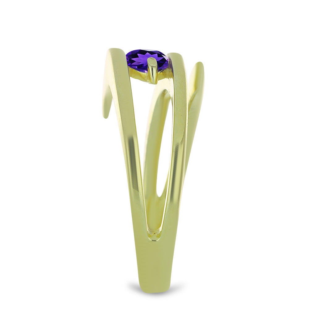 Pozlátený Strieborný Prsteň s Marockým Ametystom 4 