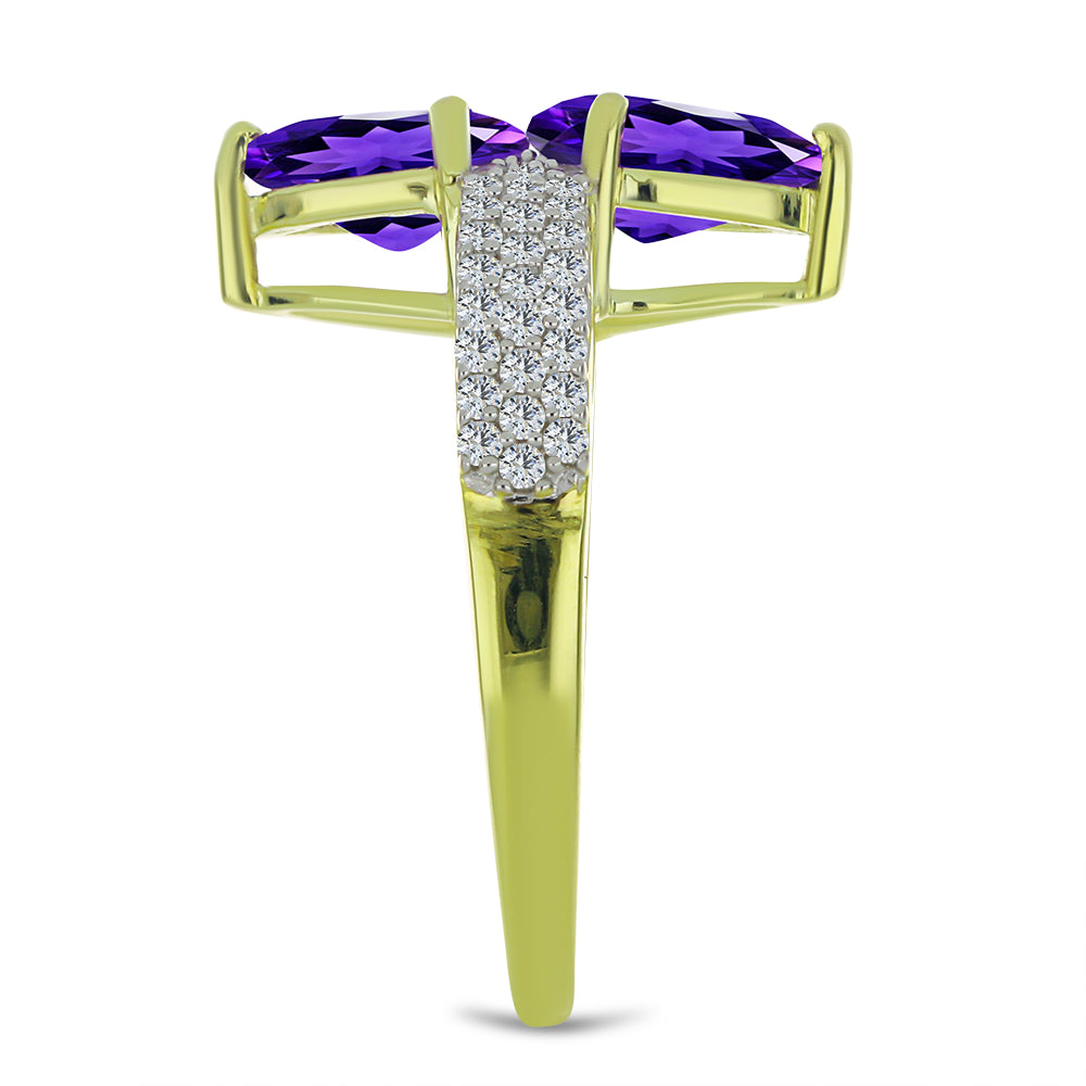 Pozlátený Strieborný Prsteň s Marockým Ametystom a Bielym Topásom 4 