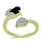 Pozlátený Strieborný Prsteň s Čiernym Spinelom a Bielym Topásom