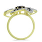 Pozlátený Strieborný Prsteň s Čiernym Spinelom a Bielym Topásom