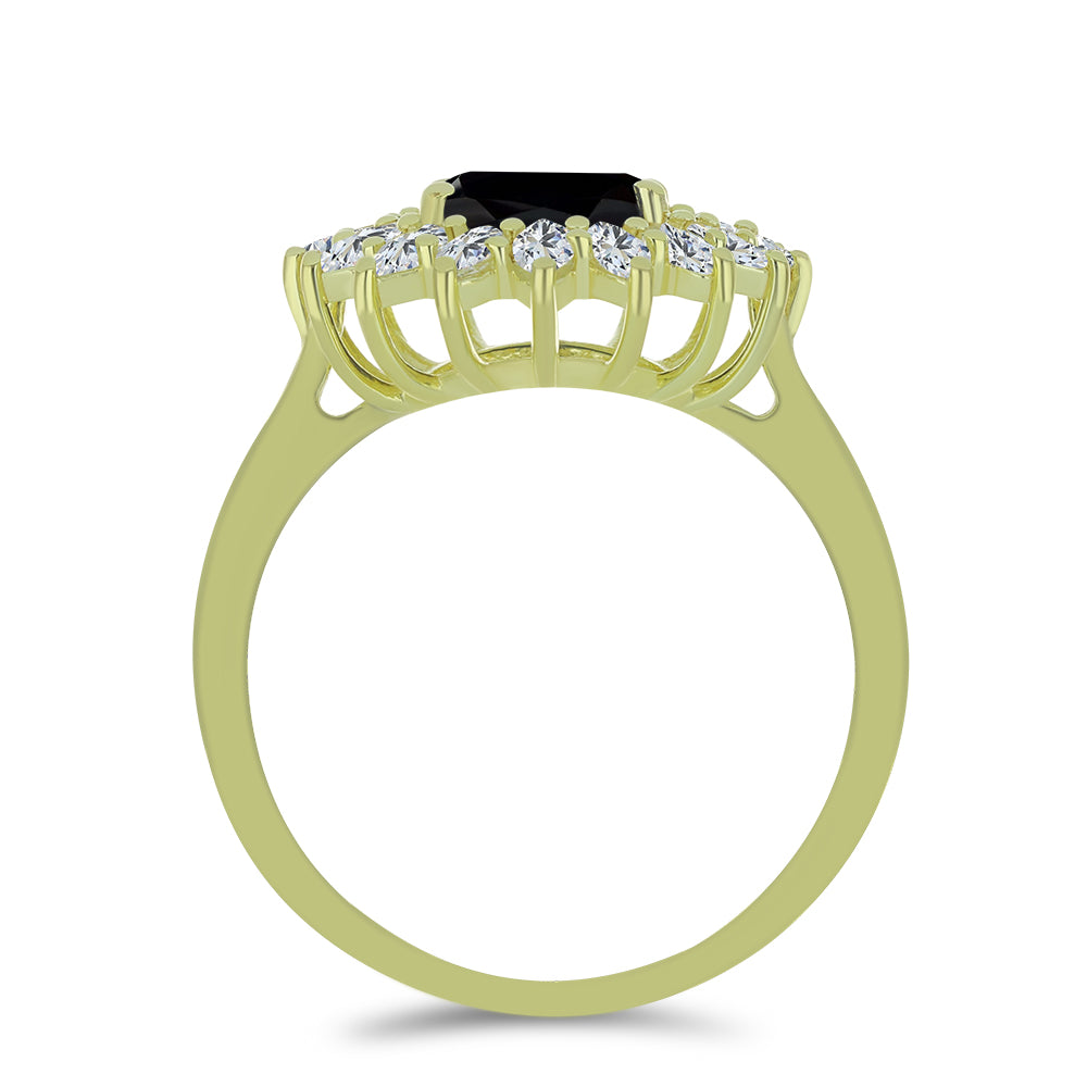 Pozlátený Strieborný Prsteň s Čiernym Spinelom a Bielym Topásom 2 