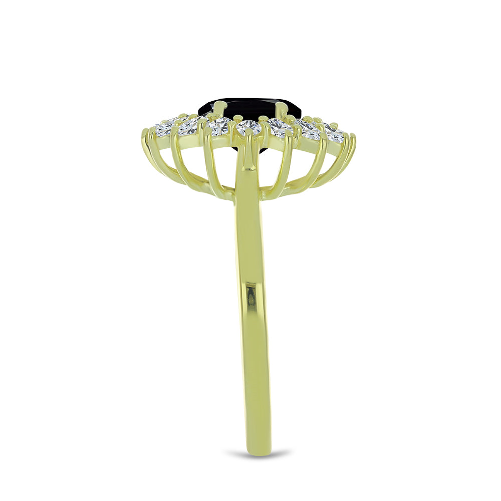 Pozlátený Strieborný Prsteň s Čiernym Spinelom a Bielym Topásom 4 