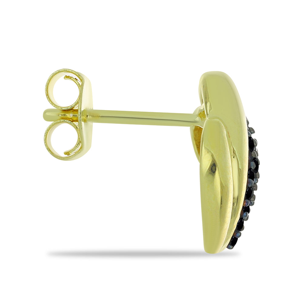 Pozlátené Strieborné Náušnice s Čiernym Spinelom 2 