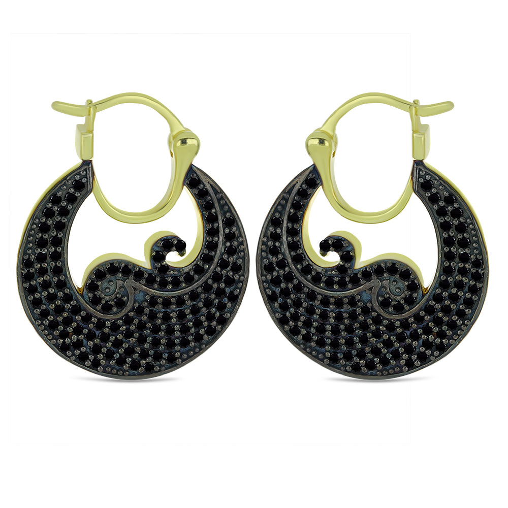 Pozlátené Strieborné Náušnice s Čiernym Spinelom