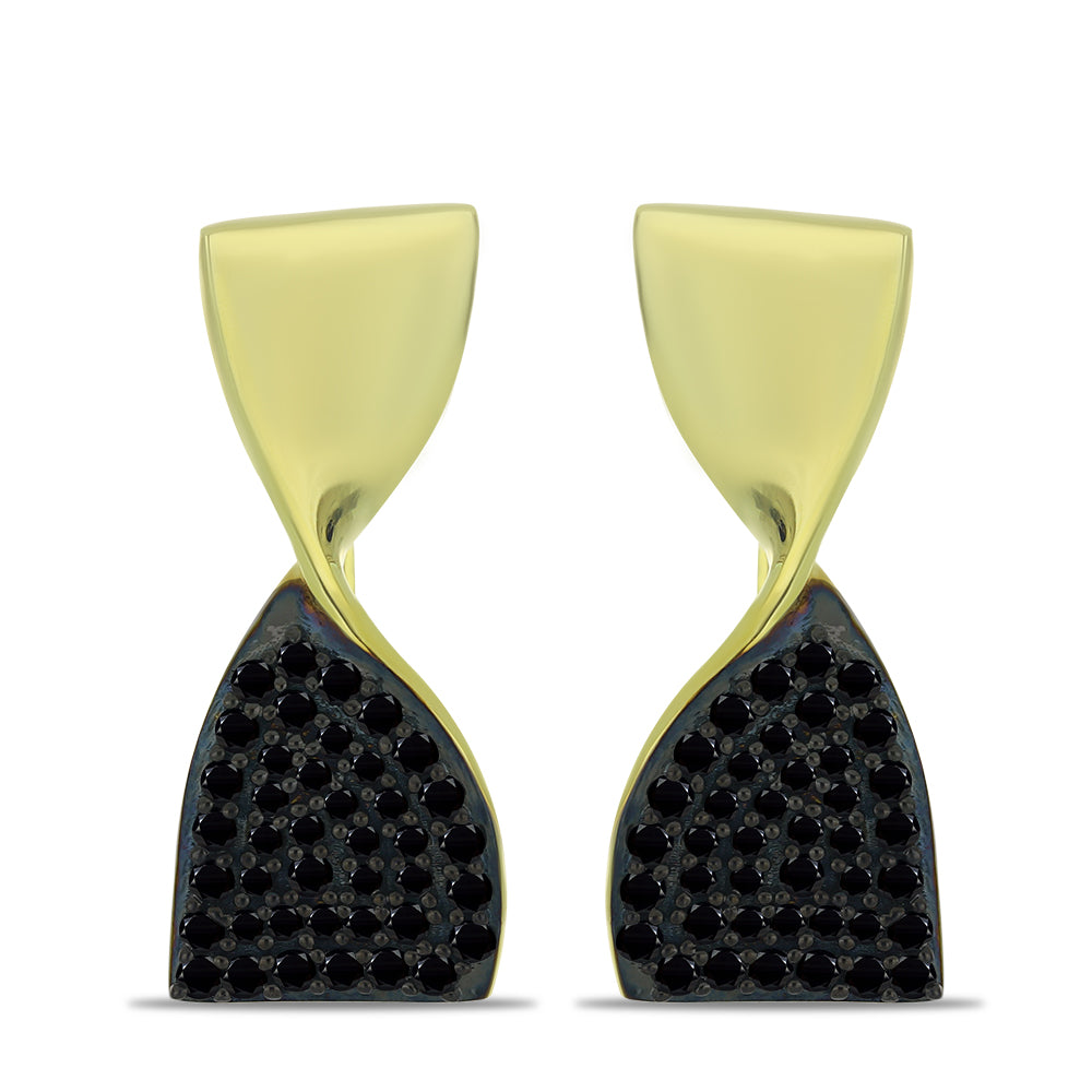 Pozlátené Strieborné Náušnice s Čiernym Spinelom