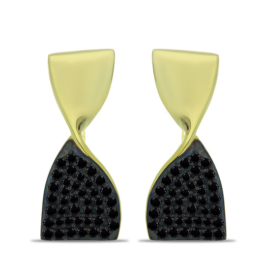 Pozlátené Strieborné Náušnice s Čiernym Spinelom