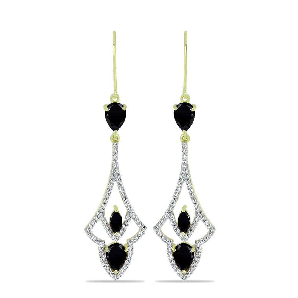 Pozlátené Strieborné Náušnice s Čiernym Spinelom a Bielym Topásom 1 