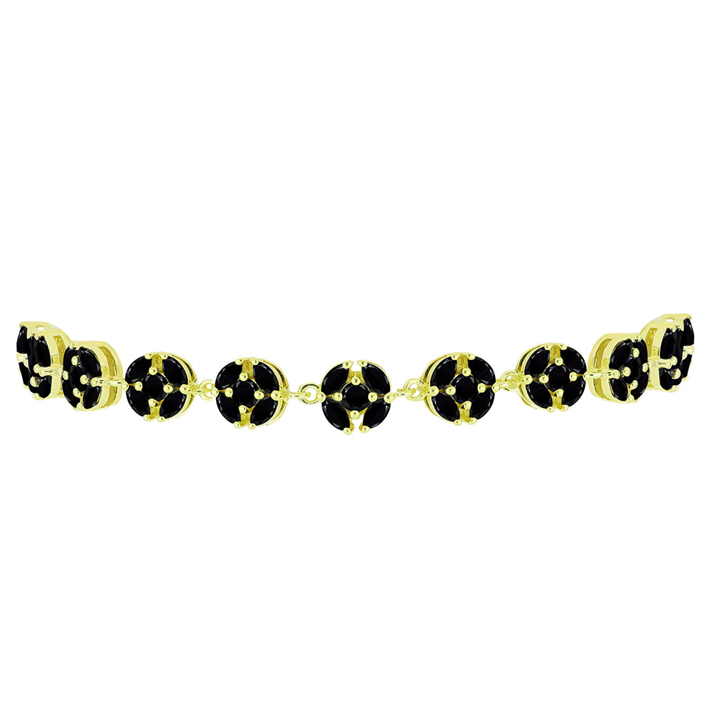 Pozlátený Strieborný Náramok s Čiernym Spinelom 2 