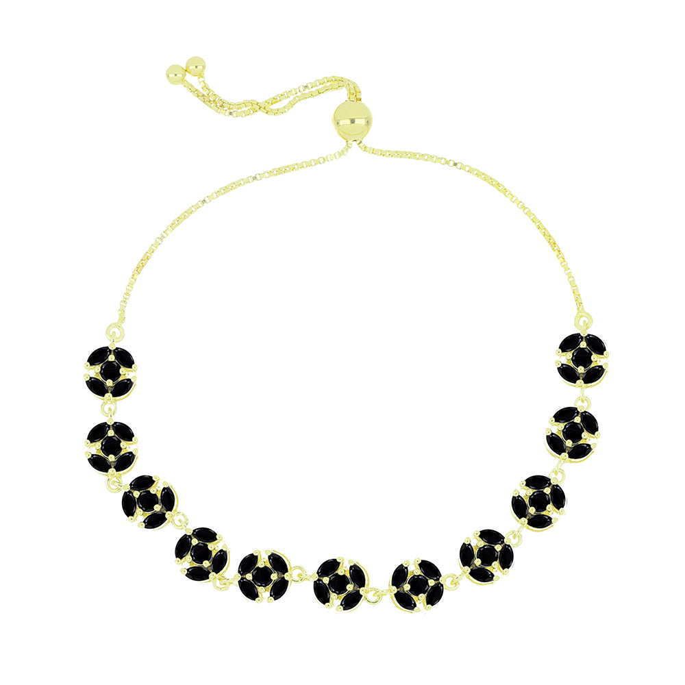 Pozlátený Strieborný Náramok s Čiernym Spinelom 1 