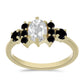Pozlátený Strieborný Prsteň s Čiernym Spinelom a Bielym Topásom