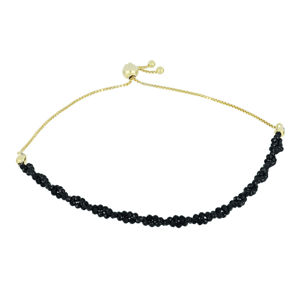 Pozlátený Strieborný Náramok s Čiernym Spinelom