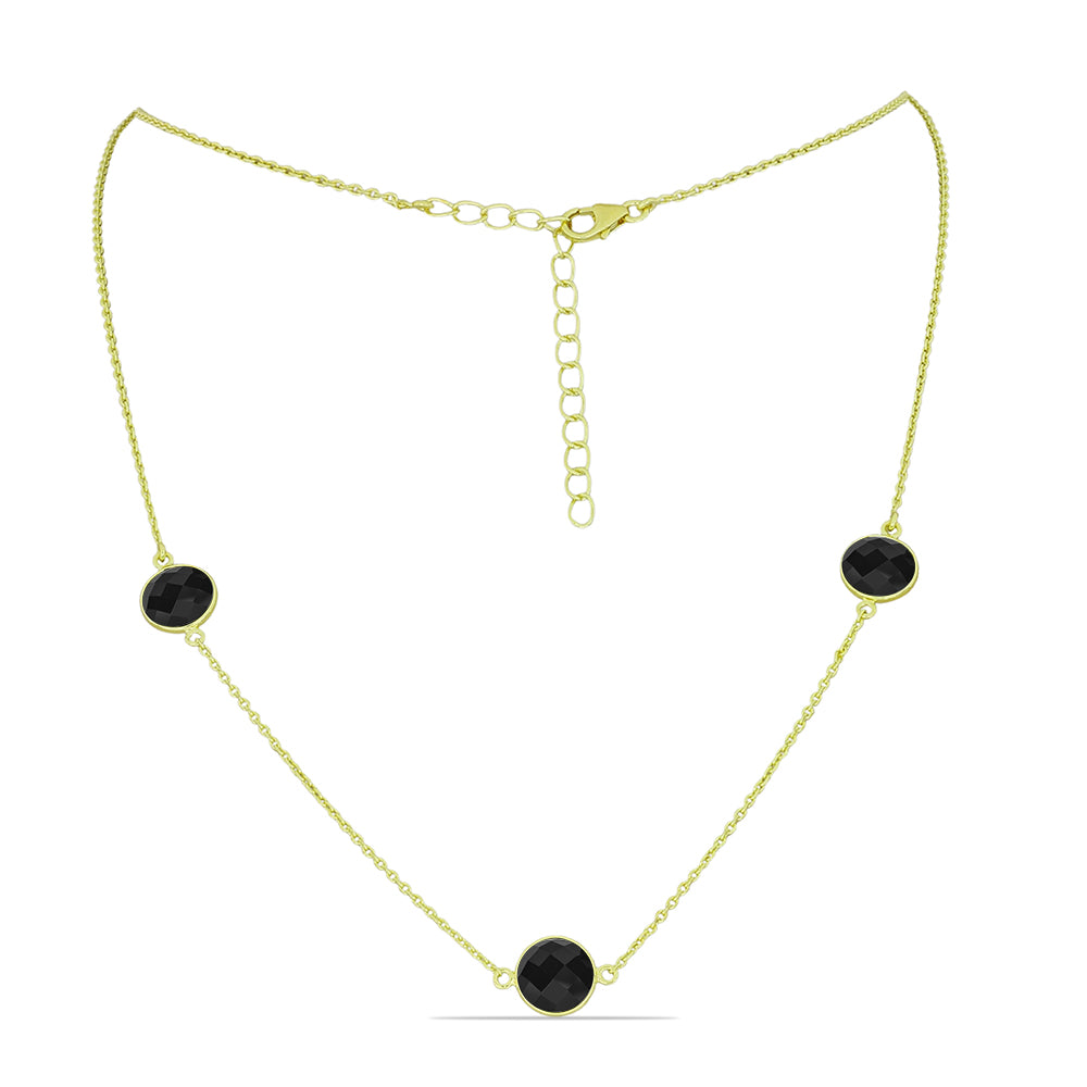 Pozlátený Strieborný Náhrdelník s Čiernym Spinelom 1 