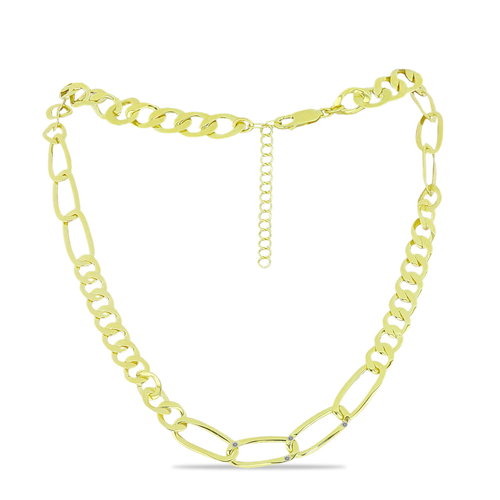 Pozlátený Strieborný Náhrdelník s Bielym Diamantom