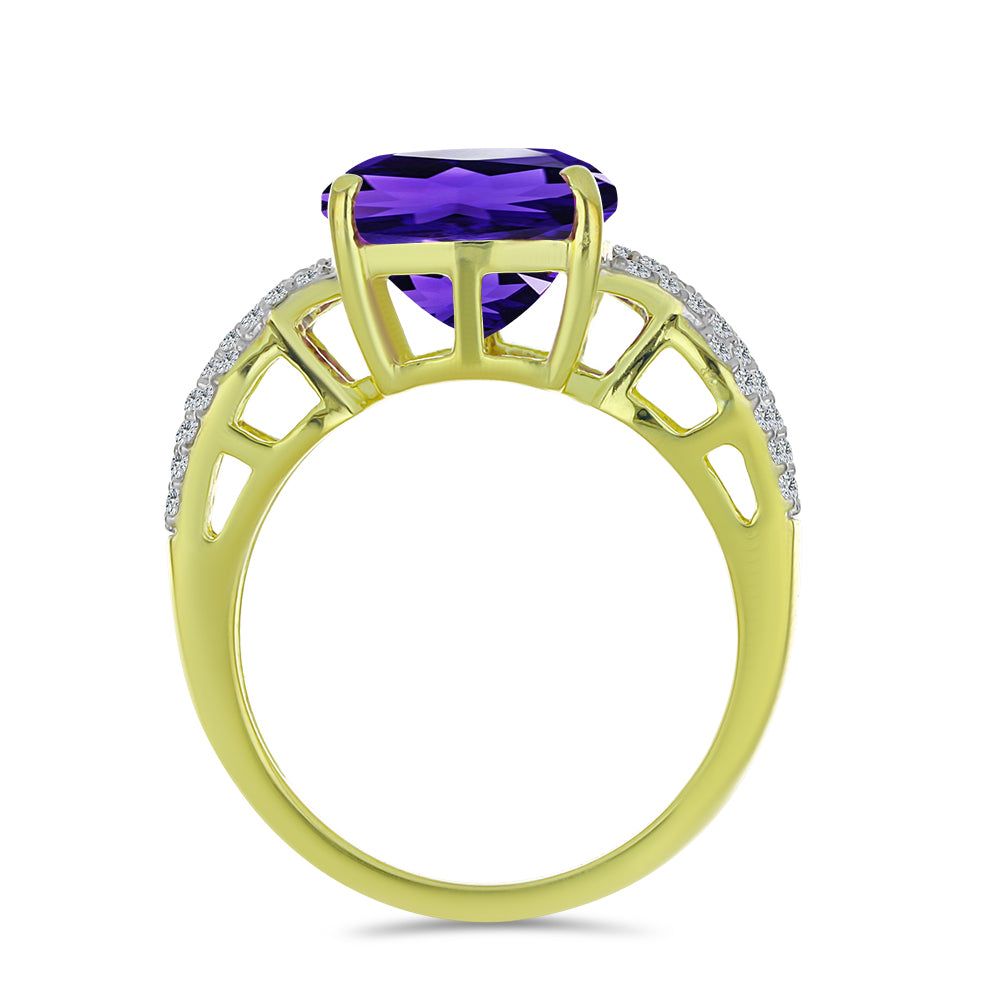 Pozlátený Strieborný Prsteň s Marockým Ametystom a Bielym Topásom 2 