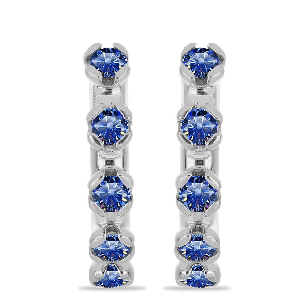 Strieborné Náušnice s Certifikovaný Kráľovským modrým moissanitom pestovaný v laboratóriu 1 