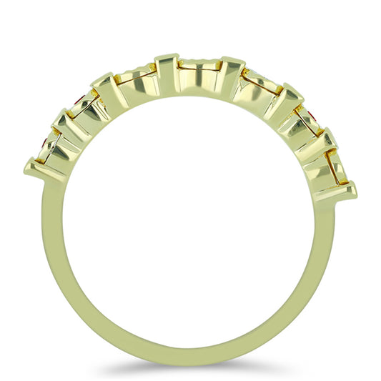 Pozlátený Strieborný Prsteň s Červeným Diamantom