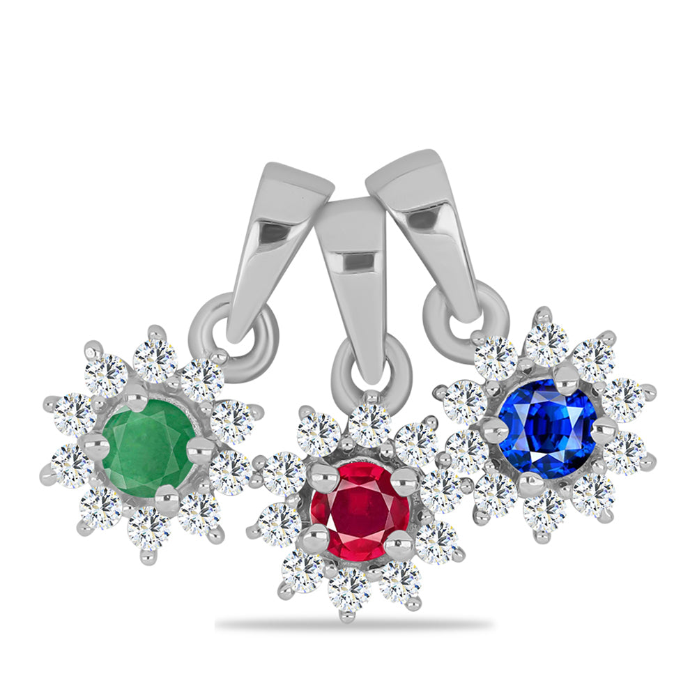 Strieborné Sada s Madagaskarským Rubínom a Brazílskym Smaragdom ( Prívesok ) 1 