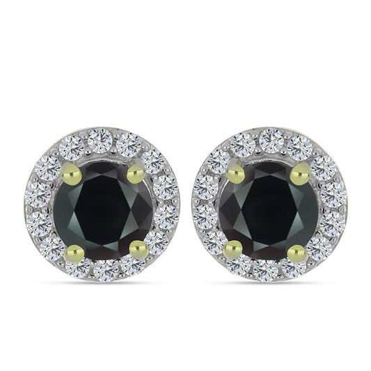 Pozlátené Strieborné Náušnice s Obsidianom a Bielym Topásom