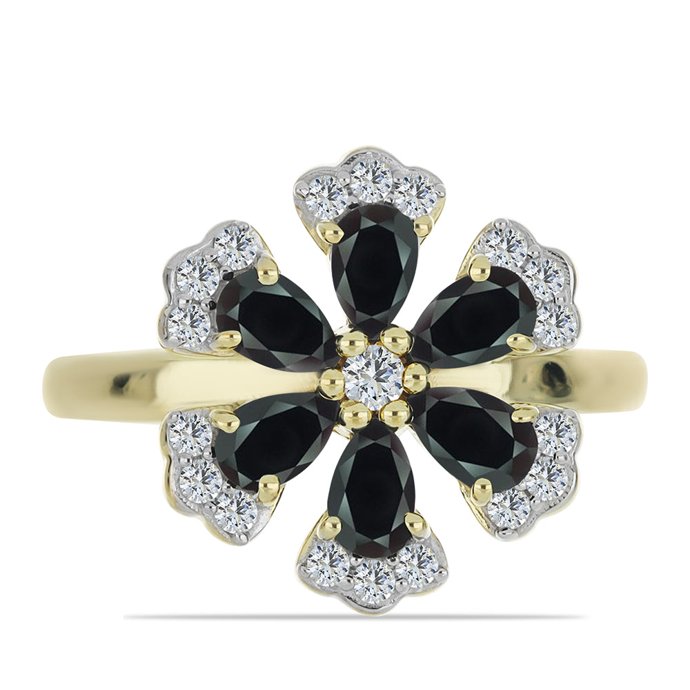 Pozlátený Strieborný Prsteň s Obsidianom a Bielym Topásom