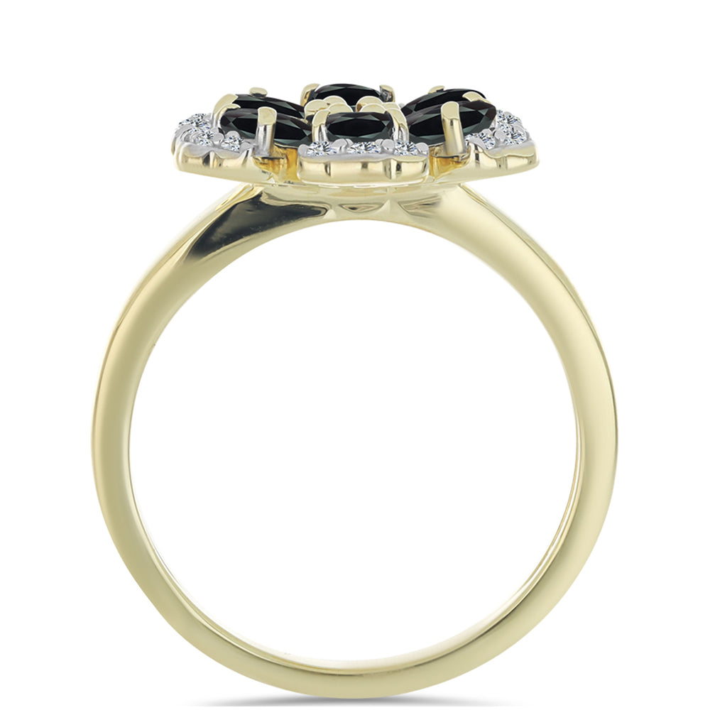 Pozlátený Strieborný Prsteň s Obsidianom a Bielym Topásom 2 