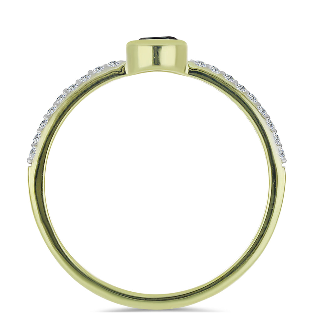 Pozlátený Strieborný Prsteň s Obsidianom a Bielym Topásom 2 