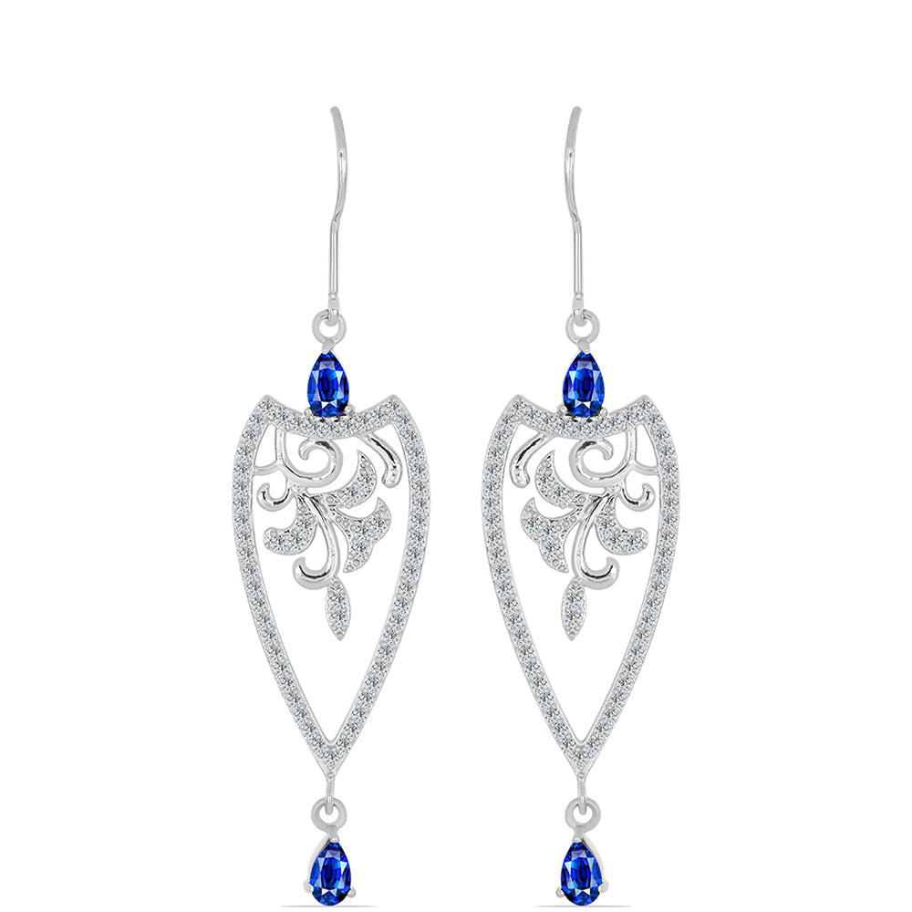Strieborné Náušnice s Austrálskym Modrým Zafírom a Bielym Topásom