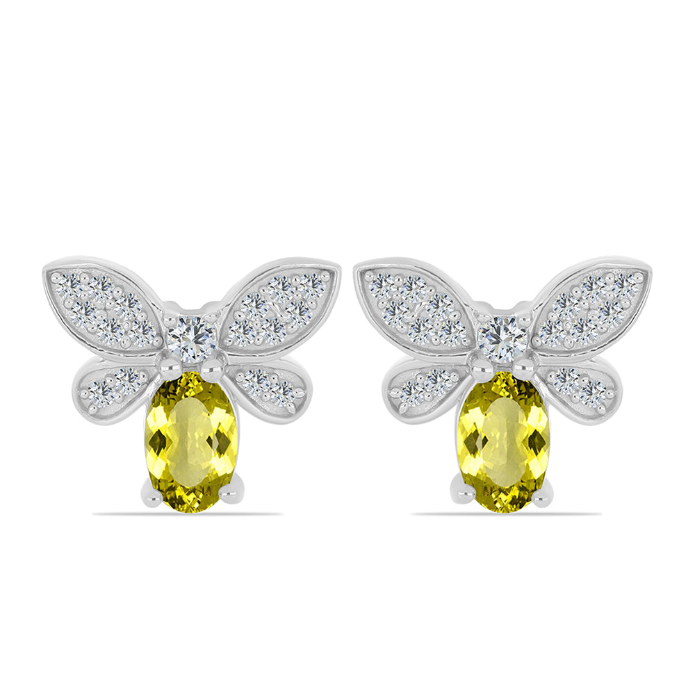 Strieborné Náušnice s Citrónovým Topásom a Bielym Topásom 1 