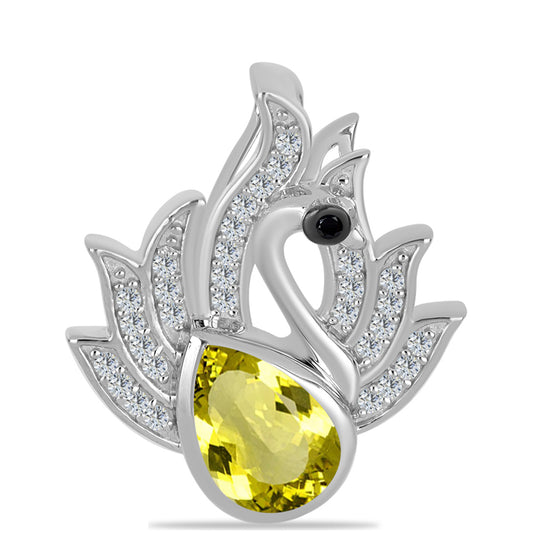 Strieborný Prívesok s Citrónovým Topásom a Obsidianom