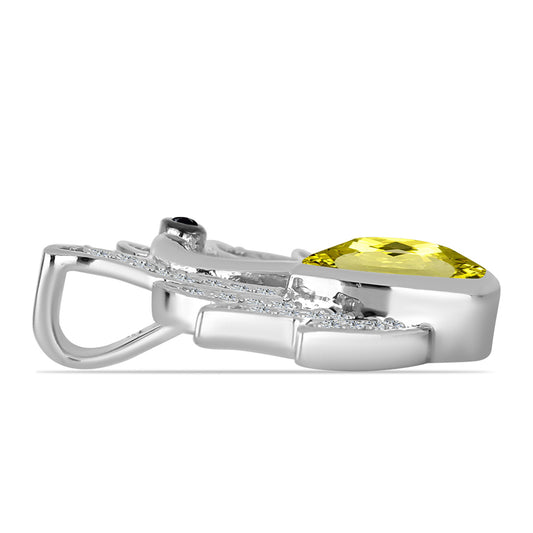 Strieborný Prívesok s Citrónovým Topásom a Obsidianom