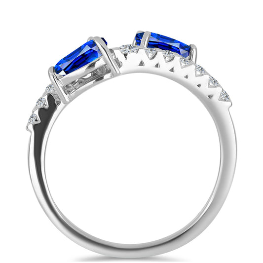 Strieborný Prsteň s Austrálskym Modrým Zafírom a Bielym Topásom