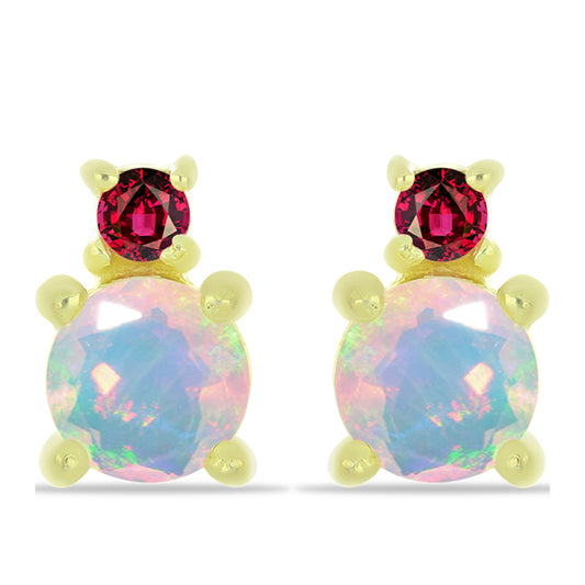 Pozlátené Strieborné Náušnice s Welo opálom a Chakra Turmalínom