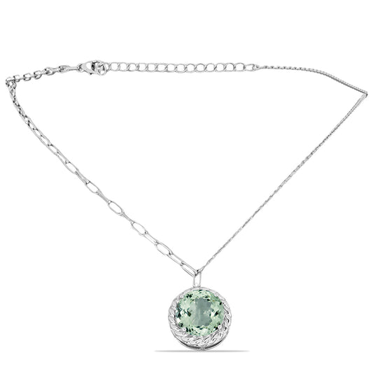 Strieborný Náhrdelník s so Zeleným Ametystom