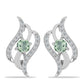 Strieborné Náušnice s so Zeleným Ametystom a Bielym Topásom