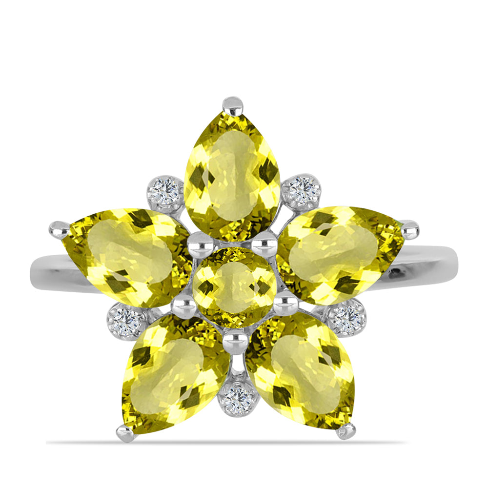 Strieborný Prsteň s Citrónovým Topásom a Bielym Topásom