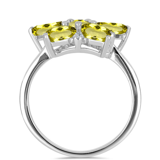 Strieborný Prsteň s Citrónovým Topásom a Bielym Topásom