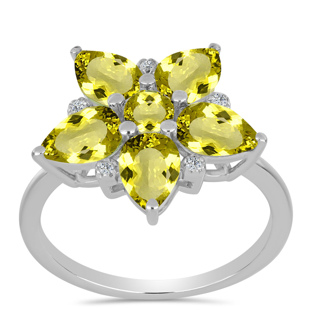 Strieborný Prsteň s Citrónovým Topásom a Bielym Topásom